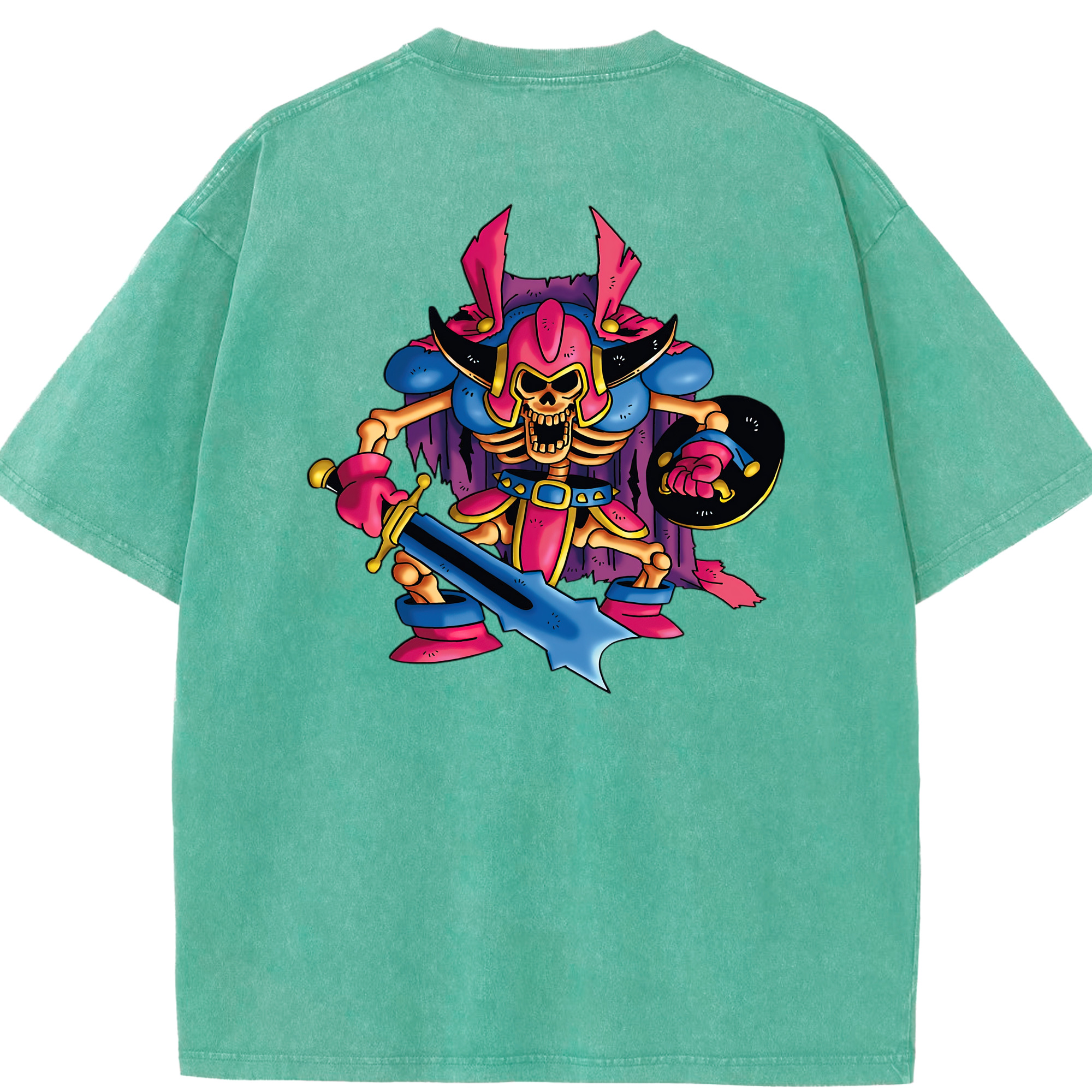 （画像用） ドラゴンクエスト Doragon Kuesuto Dragon Quest 綿100% ヴィンテージ風 半袖Tシャツ（背面プリント）